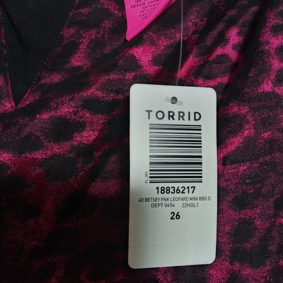 Torrid X Betsey Johnson Leopard Mini BabyDoll Dress Pinup Rockabilly Goth Sz 26 - Picture 10 of 11